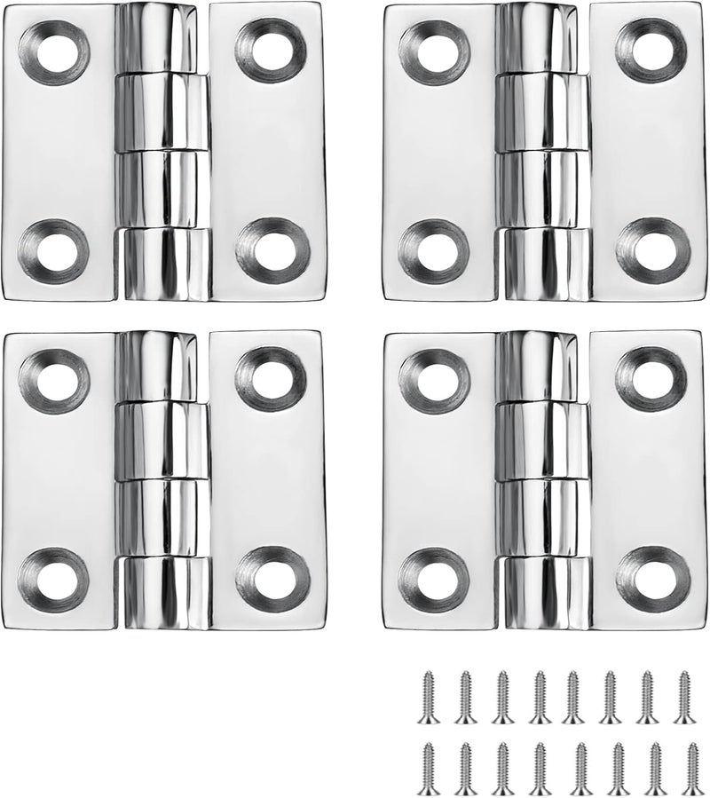 ODYSUNRAL Stainless Steel Boat Hinges Marine Grade Hinges, 1.5 inch x 1.5 inches (38mm X 38 mm), No Noise, Heavy Duty 316 Stainless Steel with Screws (4 PCS) - Image 1
